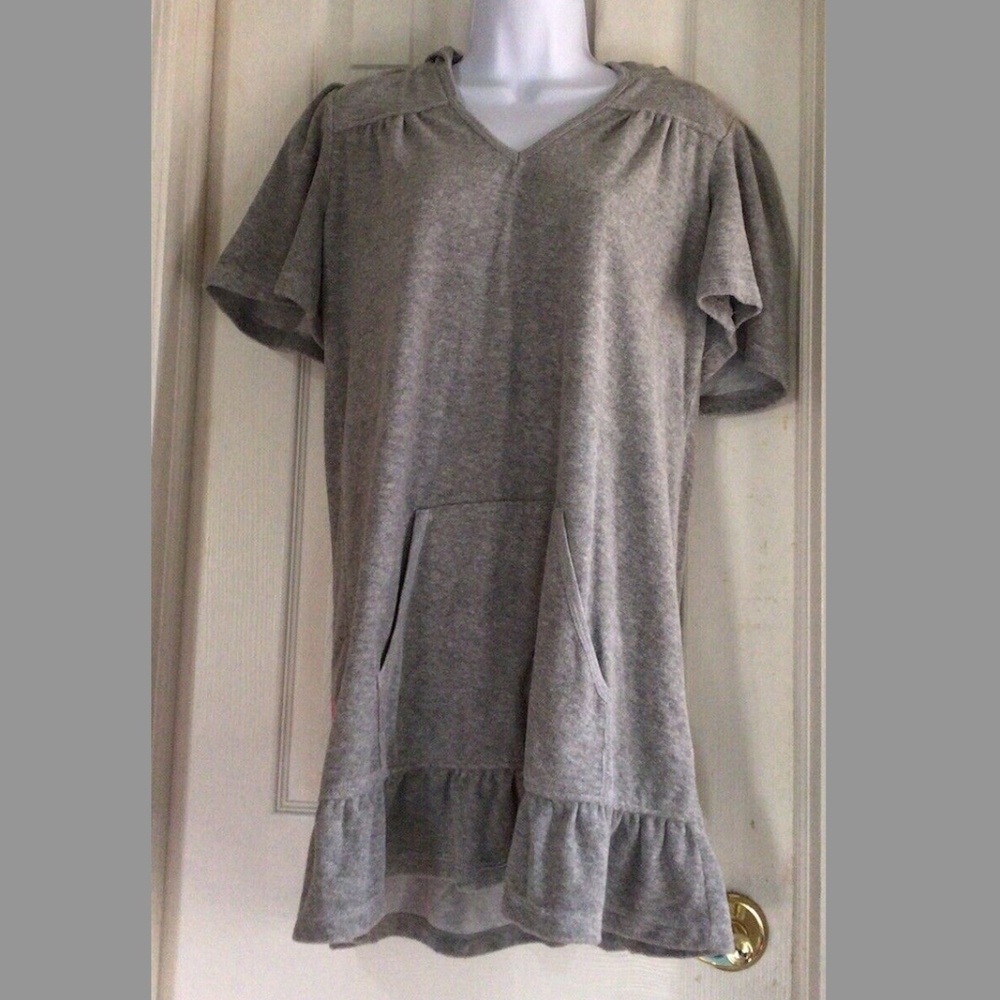 Juicy Couture Pam & Gela Heather Janey Terry Fashion Gray Hooded Cover Up Dress